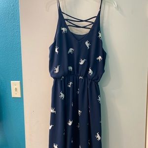 Navy Elephant Print Dress
